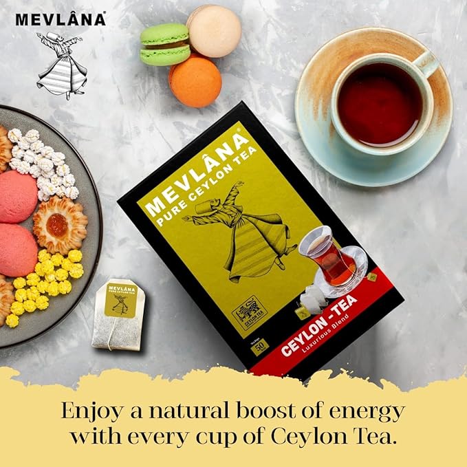 Mevlâna Pure Ceylon Tea Bags - Luxurious Blend | Premium Hand-Picked Black Tea with Rich Aroma & Flavor | Authentic Sri Lankan Tea