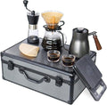 SOTECH Manual Coffee Maker Set with 850ml Stainless Steel Kettle, All in One Coffee Brewing Kit, Hand grinder, Travel Case for Outdoor Camping, Office