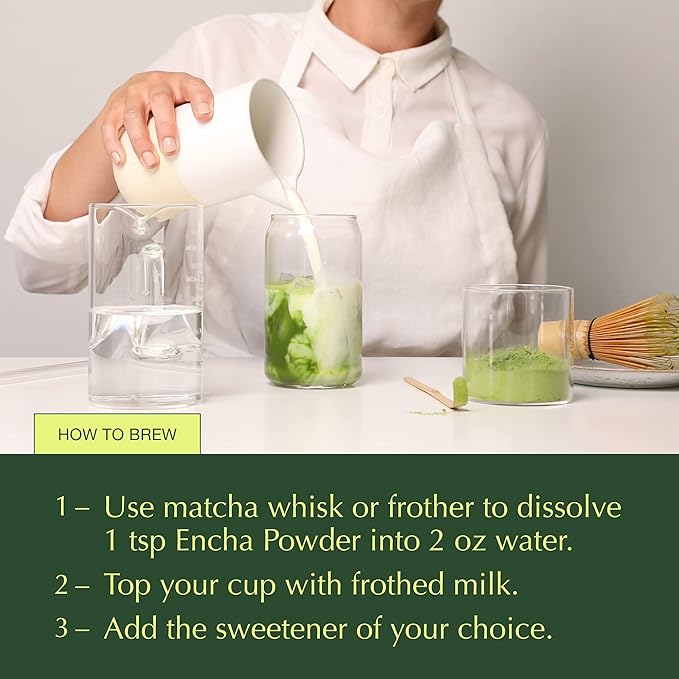 Encha Latte Grade Matcha Powder - First Harvest Organic Unsweetened Matcha Green Tea, From Uji, Japan (60g/2.12 Ounce) Premium Powder for matcha latte, smoothie | Caffeine, L-Theanine