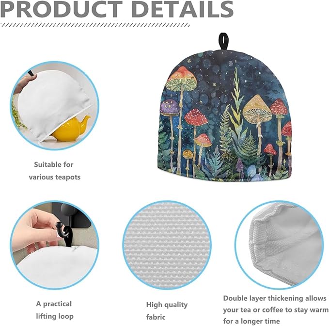 Mushroom Tea Cozy for Teapot Insulated Small Tea Pot Cozy for Kitchen Accessories Designed in England Kettle Kitchen Dust Cover