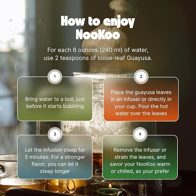 NooKoo Organic Guayusa Loose Leaf Tea 16 oz | Clean Energy & Focus | 60mg Natural Caffeine | Smooth, Jitter-Free Boost | Antioxidant-Rich Herbal Tea | Coffee Alternative from the Amazon