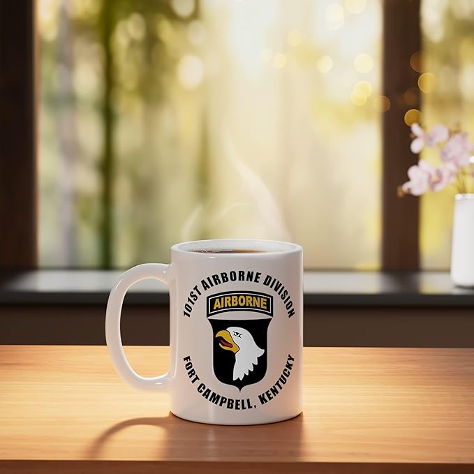 101st Airborne Division Fort Campbell Kentucky Emblem Ceramic Mug, White