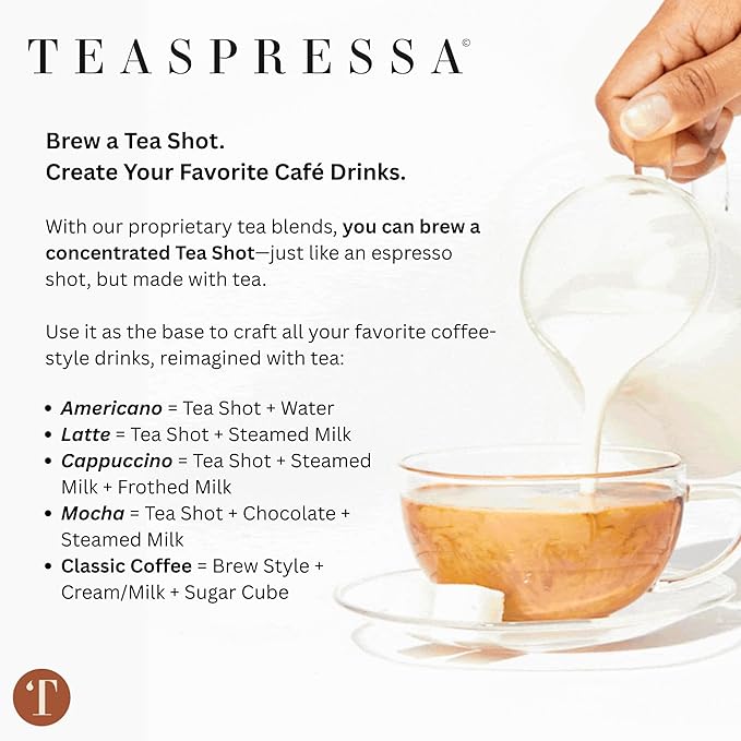 Teaspressa Organic Rooibos Cape Town Herbal Tea – Brews Like Espresso - Bold, Rich, Full-Bodied - Caffeine Free - Make Tea Lattes at Home - Vegan & Gluten-Free - Barista-Quality - Makes 30 Cups - Great Gift Idea