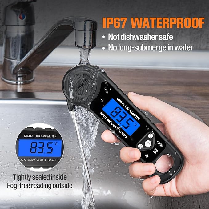 Meat Thermometer Digital, Instant Read Food Thermometer for Cooking Deep Fry BBQ Oven Grill Smoker Roast and Candy Thermometer, Stocking Stuffers Gifts for Men Women
