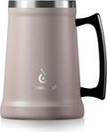 Ideus Insulated Beer Stein, 24/32oz Stainless Steel Double Walled Beer Mug Giant Bar Drinkware Metal Beer Cup with Big Grip Handle (Dusty Pink, 24oz (710ml))