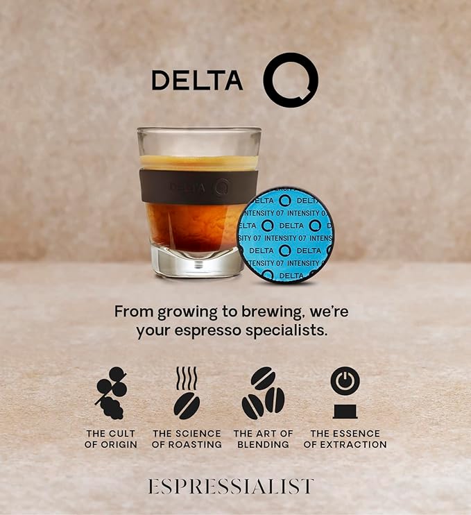 Delta Q - deQafeinatus Espresso Pods for Delta Q machines - Intensity 7, Notes of Caramel and Dried Fruits, 40 Capsules XL Pack