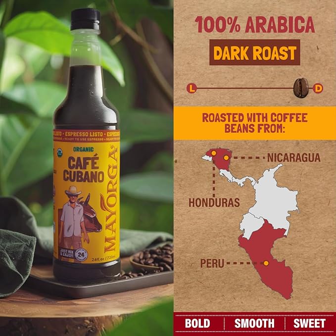 Mayorga Espresso Listo Concentrate Coffee, Organic Espresso Ready-to-Drink Coffee, 24 Servings Bottle, Bold Smooth Flavor, Cold Brew Style, Barista-Quality, Sustainably Sourced - 24.35 fl oz