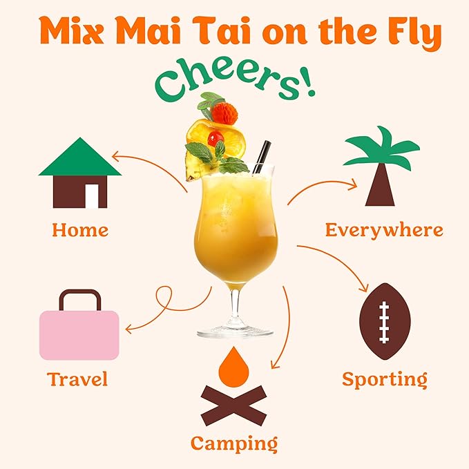 Craftmix Blood Orange Mai Tai Cocktail & Mocktail Drink Mixer, Skinny Mixes - Water Flavoring Packets - Made With Real Fruit - Vegan Low-Carb, Low-Sugar, Non-GMO, Dairy Free, Gluten Free, 24 Pack
