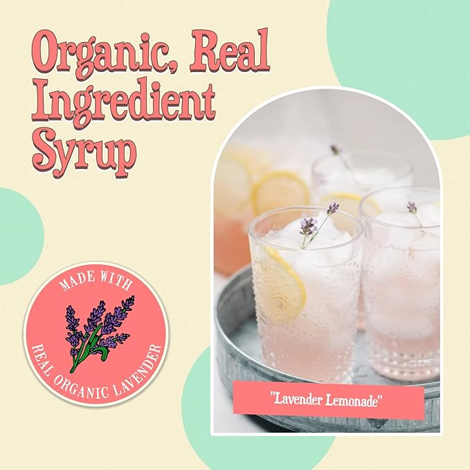 Wäbry Lavender Syrup – 16.4oz (468g), Natural Coffee Syrup, Organic Snow Cone Syrup for Drizzling in Shaved Ice, Lattes, Tea & Soda, Non-GMO, Dye-Free & Vegan Syrups – 12 Servings Per Bottle