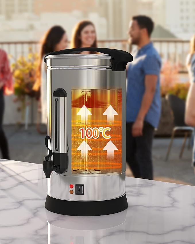 110 Cup Coffee Urn, 16L/3.51Gal Large Capacity Stainless Steel Hot Beverage Dispenser, Fast Brew Rapid Extraction, Auto Temperature Control Faucet, Commercial Coffee Maker for Party Buffet Catering