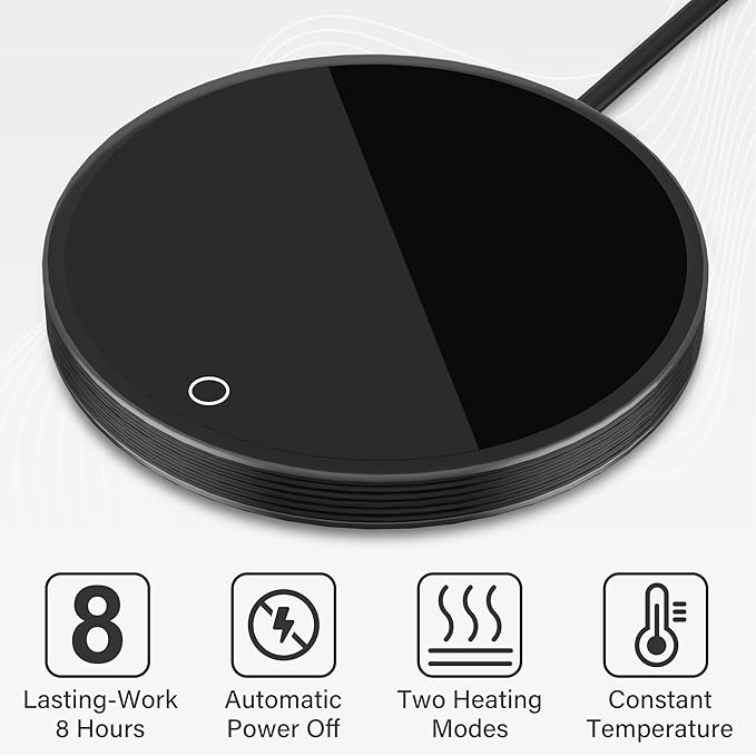 Coffee Cup Warmer, Mug Warmer for Desk, Electric Cup Beverage Warmer Plate with 2 Temperature Settings for Tea, Water, Cocoa, Milk, Auto Power Off