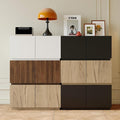 Stackable Small Storage Cabinet with 2 Doors - Modular Closet Solution and Short Storage Cabinet - Elegant Accent Cabinet for Home or Office Organization Walnut