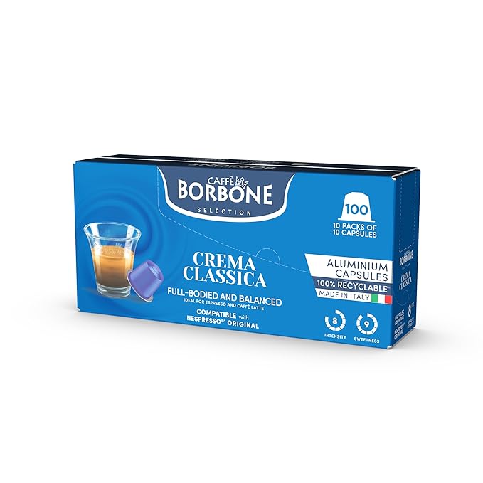 Caffè Borbone Crema Classica Aluminum Capsules Compatible with Nespresso Original Machines, Medium Roast, 100 Count