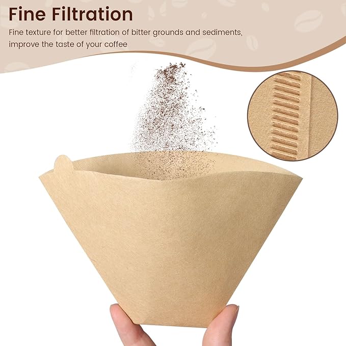 160 Count Cone Coffee Filters #4, Unbleached Size 04 Coffee Filters 8-12 Cup, Disposable Natural Paper Filters, No.4 Cone Filters For Ninja, Pour Over and Drip Coffee Maker