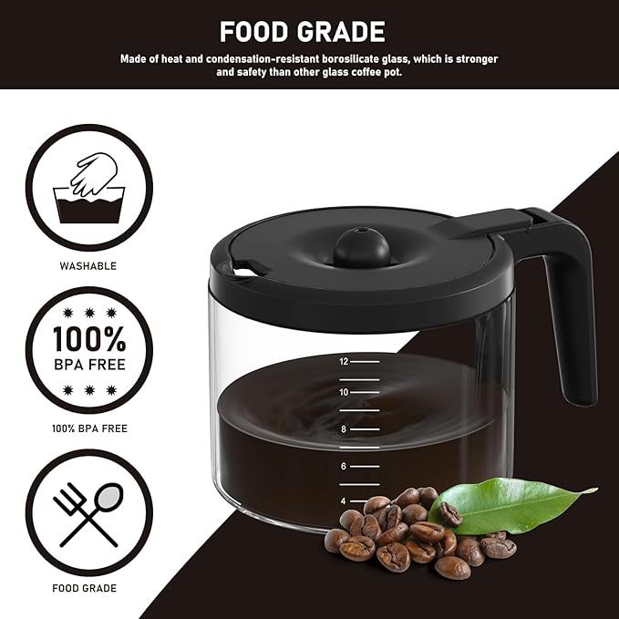 12-Cups Coffee Pot Replacement Compatible with Keurig 5000 K-Duo Essentials & K-Duo Essentials Hot & Cold Brewer Models (NOT Fit K-DUO 5100 Single Server Model)