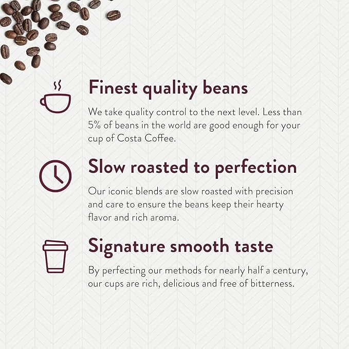 Costa Coffee Dark Roast Single Serve Pods - Signature Blend - 10 ct Box