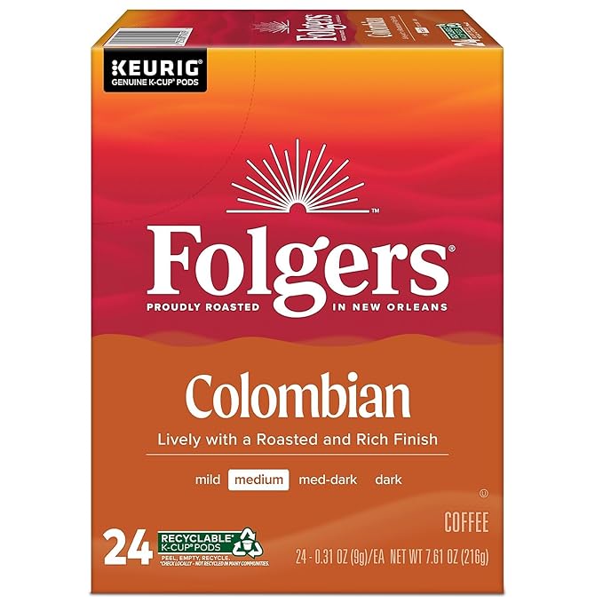 Folgers Lively Colombian K-Cup Single Cup for Keurig Brewers, 24 Count (Packaging May Vary)