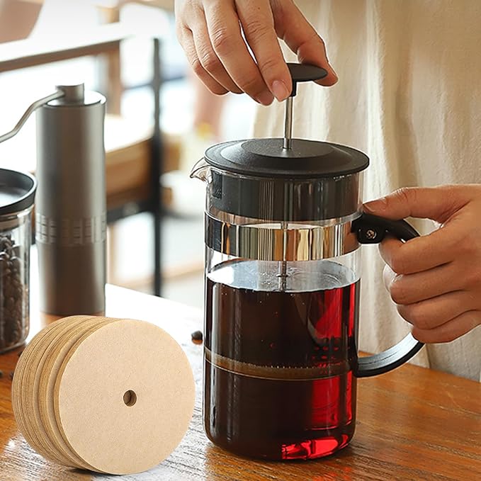 200Pcs Disc Coffee Filters, 3.5in Natural Percolator Coffee Filters for Percolator Coffee Pot and Flat Bottom Basket