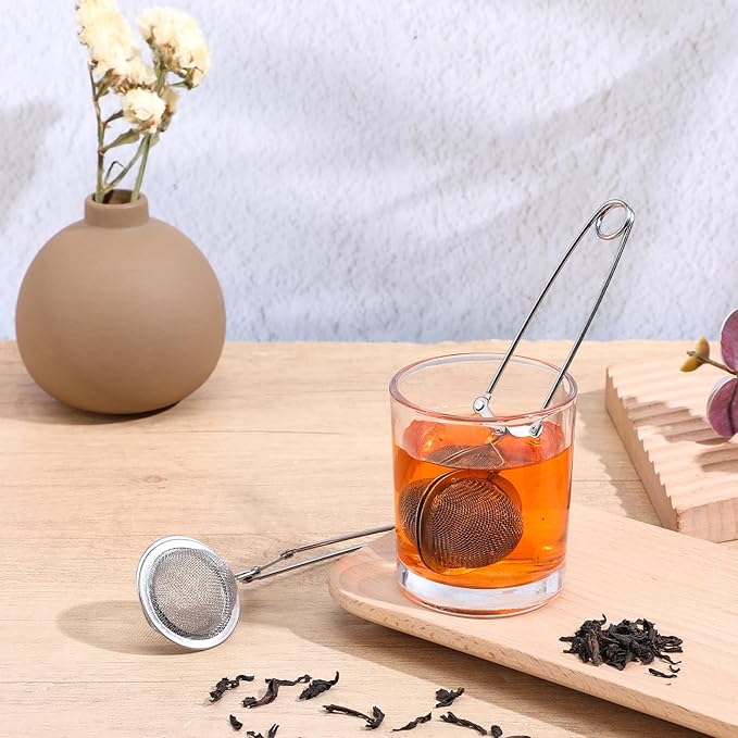 20 Pcs Snap Ball Tea Infuser Strainers, Silver Stainless Steel Fine Mesh Balls with Handle, Reusable Filters for Loose Leaf Tea, Spices and Seasonings