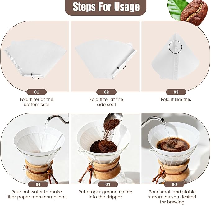 200 Count Cone Coffee Filters #4, White Size 04 Coffee Filters 8-12 Cup, Disposable Natural Paper Filters, No.4 Cone Filters For Ninja, Pour Over and Drip Coffee Maker