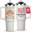 50th Birthday Gifts For Her, Woman, 1975 Birthday Gift For Women, 50 And Fabulous Gift, Cool Present For 50 Year Old Female, Fifty Years Old Gifts For Lady, Turning 50, 50th Tumbler 40oz