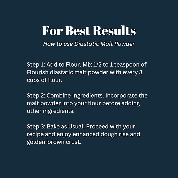 Flourish Millworks Diastatic Malt Powder - 8oz - Premium Baking Enhancer & Dough Improver - The Baker's Best-Kept Secret for Perfect Rise and Browning