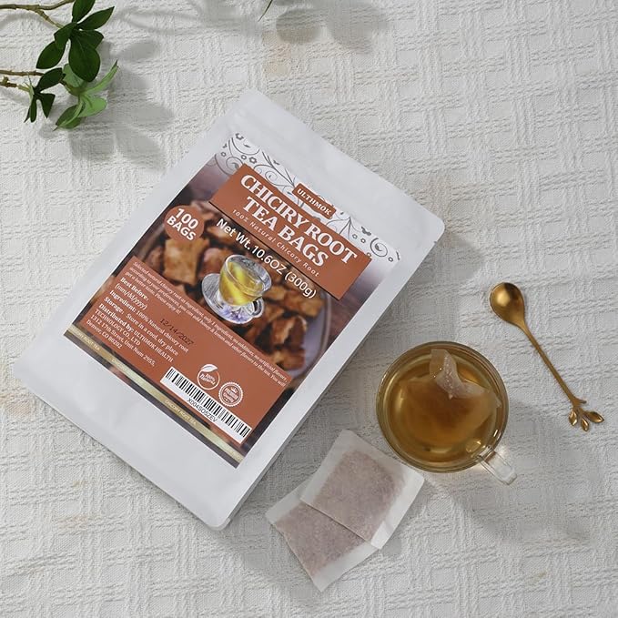 100 Premium Chicory Root Tea bags, Made with 100% Natural Chicory Root, Coffee Alternative，Support Liver Health & Rich in Antioxidants, No Additives & Caffeine Free.