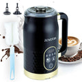 Milk Frother with LED Touchscreen & Temp Display, 4-in-1 Electric Milk Steamer for Hot & Cold Foam, Adjustable Temperature, Silent Frothing, Non-Stick Coating for Coffee, Latte, Hot Chocolate