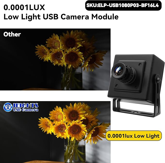 H.264 USB Camera 0.0001Lux Low Illumination Webcam Wide Angle M12 1080P 30fps Mini UVC USB2.0 Lightburn Camera 100db HDR Web_Cameras for Computer Fast Frame 2K PC Cam for Pi Laptop