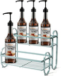 6-Bottle 2-Tier Coffee Syrup Rack Organizer,Sturdy Metal Syrup Storage Shelf Holder Stand for Coffee Bar,Kitchen Countertop,Universal Wine Rack,Compact Durable Space-Saving Design