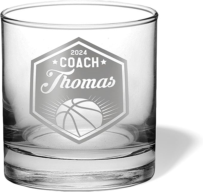 Basketball Coach Beer Glasses - Basketball Coach Gifts Personalized Coach Pint Glass Engraved Coach Award Basketball Beer Glass End of Season Gifts Coach (Basketball, Single Whiskey Gift Box)