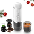 Portable Electric Espresso Coffee Maker, Fast self-heating 2 IN 1 Extraction System Espresso Machine, Support Ground Coffee and NS capsule, for Travel,Car,Hiking,Climbing,Rich Crema（White）