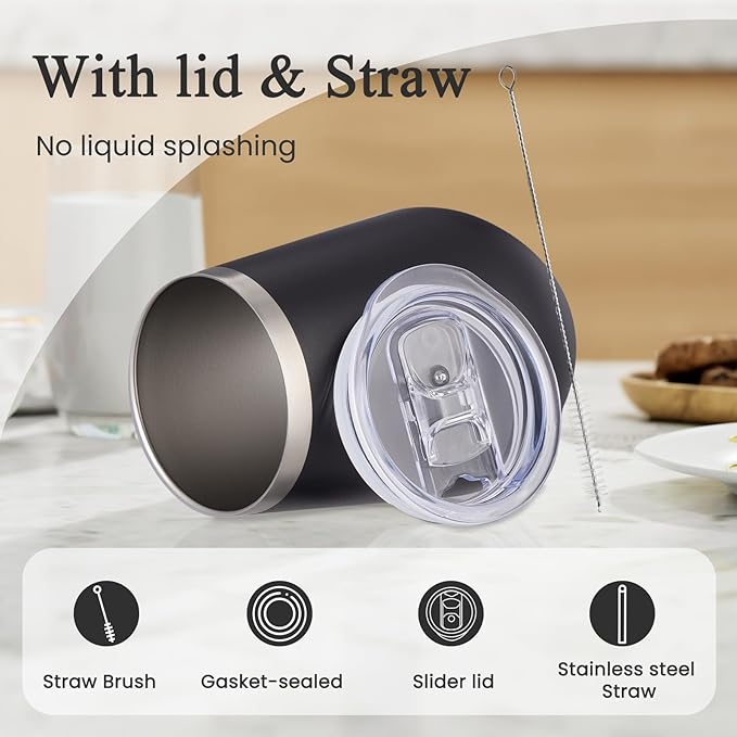 MEWAY 12oz Stainless Steel Wine Tumbler with Lid - Double Wall Vacuum Insulated Swig cups for Hot and Cold Drinks, Ideal for Coffee, Wine, Beer, gifts for Women under 10 dollars(Mix,Set of 8)