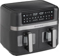 West Bend Double Up Air Fryer Dual Basket 10-Quart Capacity with Digital Controls View Windows and 15 Cooking Presets, Nonstick Frying Baskets, Dual-Zone Cooking, 1600-Watts, Black