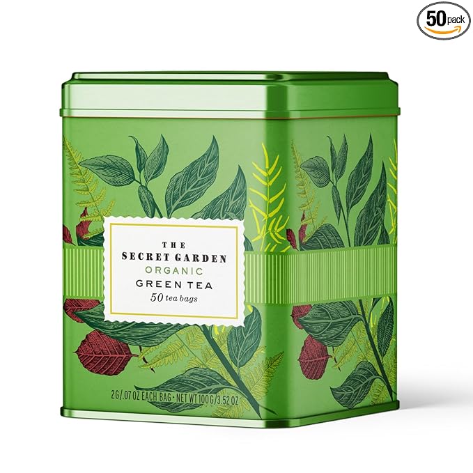 Life Plus Style Gourmet Secret Garden Organic Green Tea Caffeinated Natural Pure Unsweetened Refreshing Hot or Iced Gluten Free 50 Tea Bags