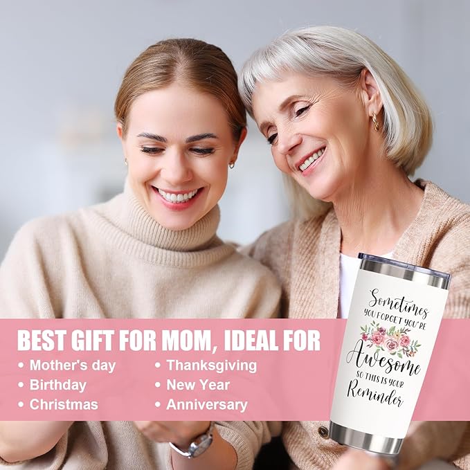 Gifts for Mom, Christmas Gifts from Daughter Son, 20 OZ Insulated Tumbler Best Mother Birthday Gift for Mama Mother-in-Law Wife Women, Unique Awesome New Mom Gift for Wife from Husband Insulated Cup