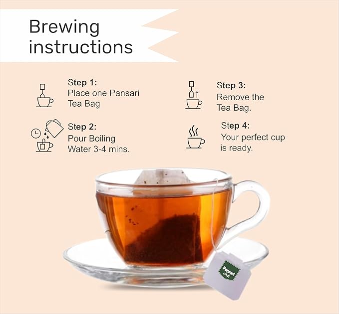 Pansari English Breakfast Tea – 100 Premium Tea Bags Classic Black Tea Blend With Darjeeling Rich Flavour & Medium Strength Perfect Morning Brew 50G Pack