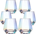 BACLIFE Hand Blown Stemless Wine Glasses Set of 6 – 10 oz Crystal Red Wine Glass – Premium Iridescent Diamond Shaped Drinking Glasses in Gift Box – Unique Gift for Wedding, Anniversary, Mother's Day