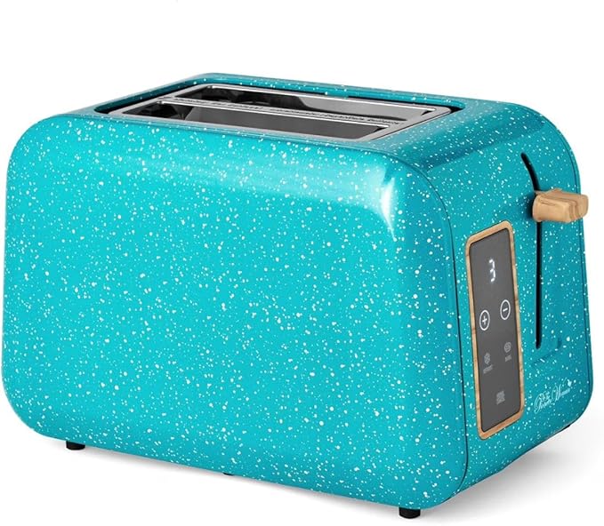 Pioneer Woman Digital 2-Slice Toaster, Speckle – 6 Shade Settings, LED Display, Extra-Wide Slots (Teal Speckle)