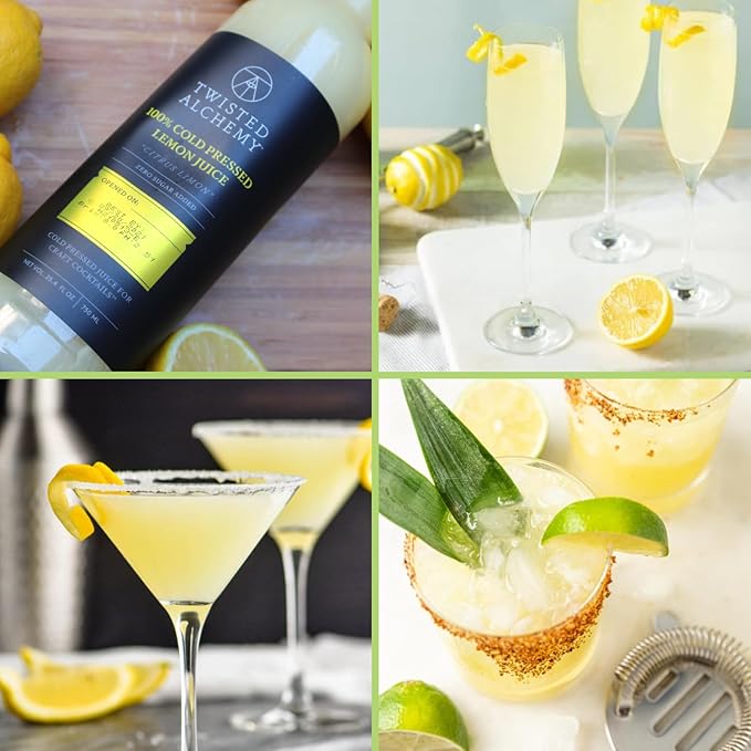 Twisted Alchemy Cold Pressed Fresh Juice For Craft Cocktails -Fresh, All Natural, Hand Squeezed Lemon Juice Cocktail Mixer - (25 Oz Bottle, Pack Of 3) - Preservative Free, Non-GMO, 100% Pure -