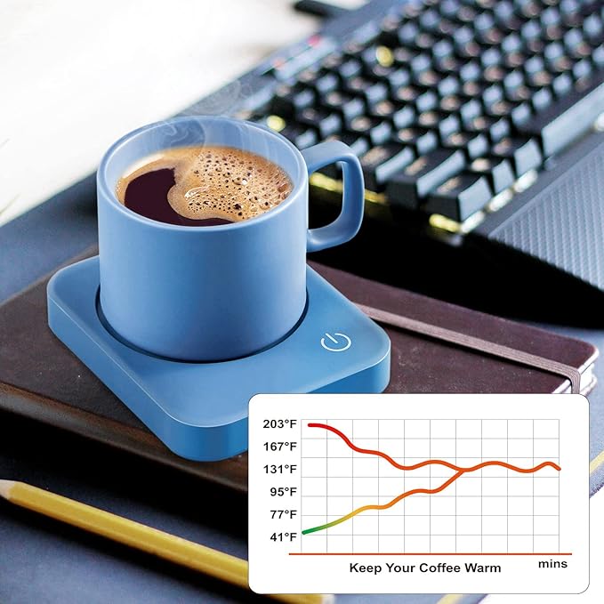 VOBAGA Coffee Mug 11 oz Tea Cup with Flat-Bottom Warming Coffee Milk for Office and Home (Brown)