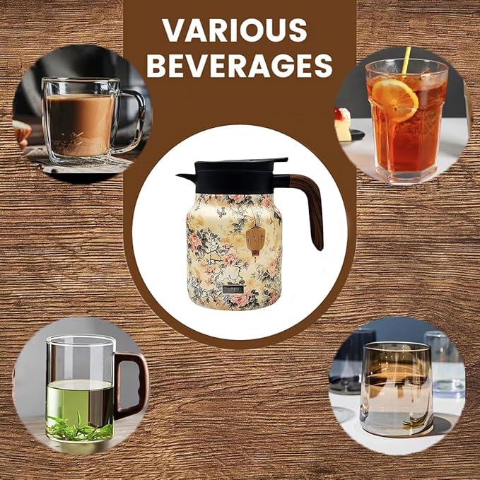thermal teapot with infuser,Tea Pot with Infusers for Loose Tea,1000ML Thermal Teapot with Removable Infuser & Lid (A)
