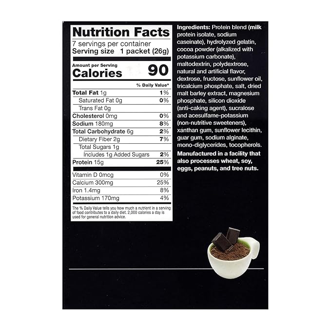 PROTIFIT - High Protein Hot Drink Mix, 15g Protein, Low Calorie, Low Carb, Low Fat, Low Sugar, Cholesterol Free, Ideal Protein Compatible, 7 Servings Per Box (Hot Chocolate)