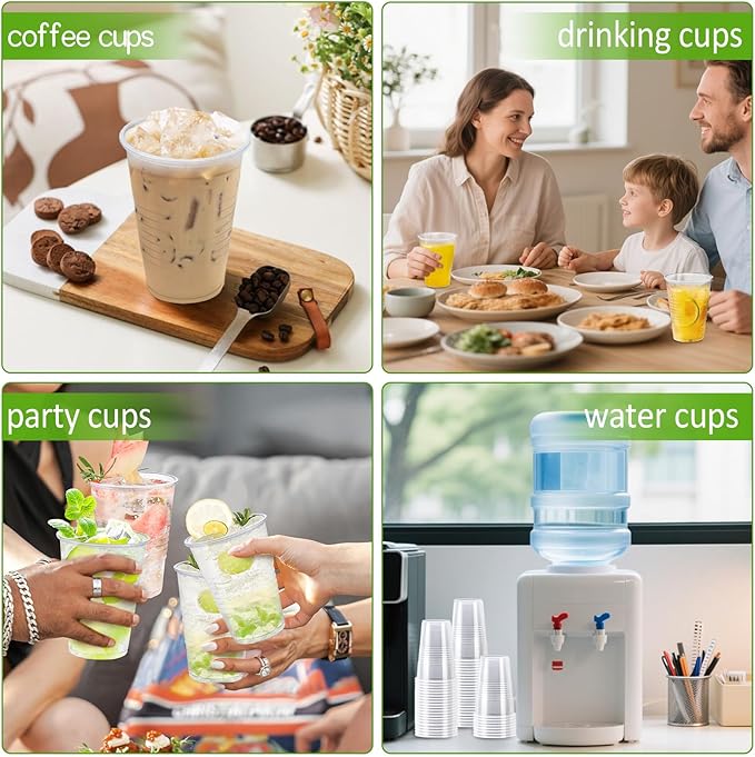 SIUQ 2000 Pack 9 oz Clear Plastic Cups, Disposable Water Cups, Cold Party Drinking Cup for Picnic, BBQ, Wedding, Travel, Halloween, Christmas, Events