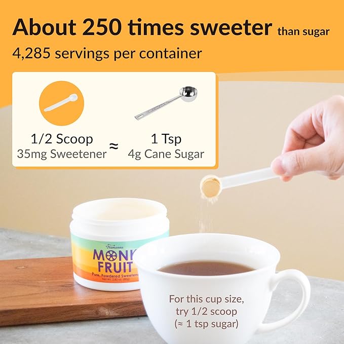 NAMANNA Pure Monk Fruit Sweetener- Zero Calorie, Zero Carb, Paleo Safe (50% Mogroside V, 150g, 3,000 Servings)