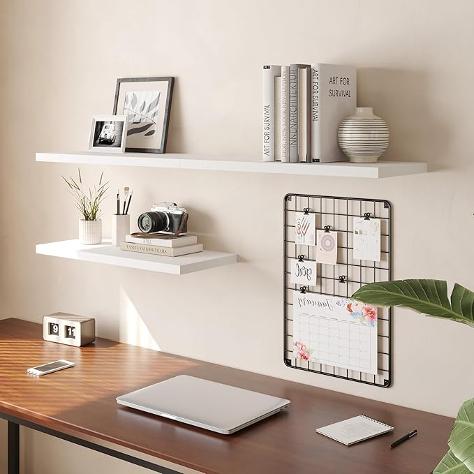 Wall Shelf Set of 1, White Floating Shelves 30 in W x 10 in D x 1 in H, Wooden Floating Wall Shelf with Invisible Brackets for Living Room/Bedroom/Bathroom/Kitchen Storage and Decor