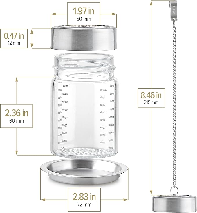 Teabloom Elegant Non-Toxic Loose Tea Glass Infuser – Perfect for Whole-Leaf White, Green, Oolong, Black & Herbal Teas – Lead-Free – Small or Large Size