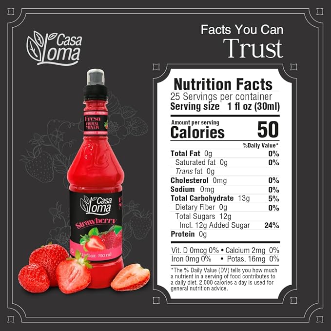 Casa Loma Premium Strawberry Syrup – 750 ml Authentic Colombian Gourmet Artisan Crafted Syrup Sauce for Beverages, Desserts, Cooking & Mixology, Made with Real Fruit, Vegan, Non-GMO, and Gluten-Free