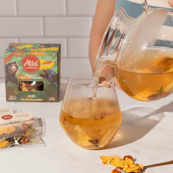 Alibú Dried Fruit Tea Infusions - Passion - Pineapple, Goldenberry, Passion Fruit | Water Infusions Dried Fruit - Box of 2.12 oz (Passion)