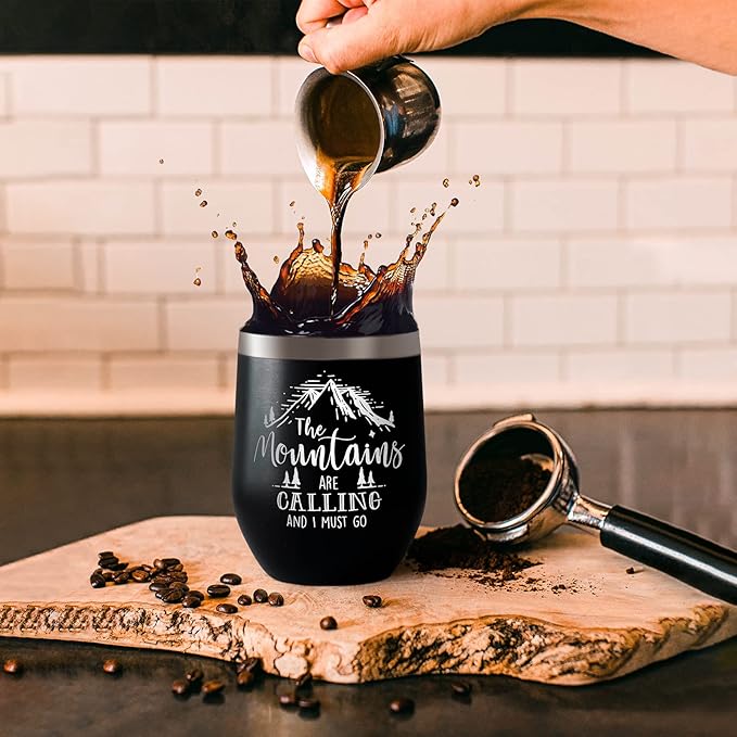 Best Gifts For Outdoor Lovers, The Mountains Are Calling 12oz Tumbler Cup, Gifts For Outdoor Enthusiasts, Mountain Coffee Mug, Climber Hiking Gifts, Mountaineering Camping Gift Ideas